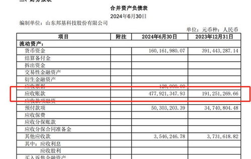 邦基科技2024上半年增收不增利,應收賬款4.8億元占營收五成